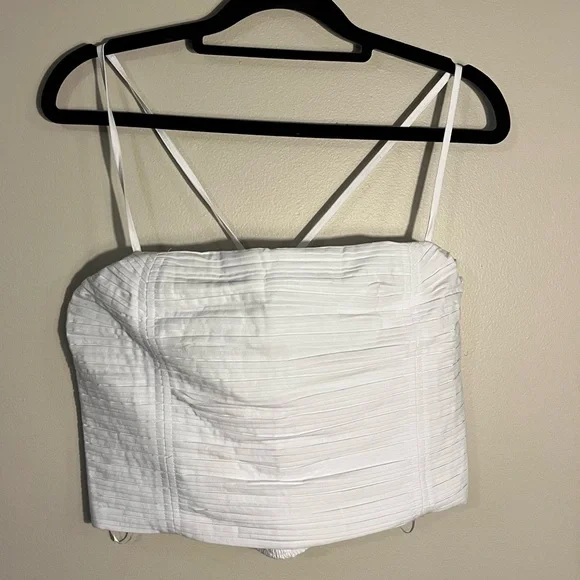 Madewell Poplin Crop Tube Top sz 4 NWT, Preppy, Summer - Picture 2 of 8